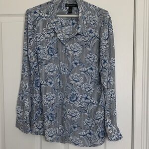 INC Blue Floral Blouse